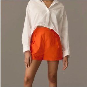 NWT Anthropologie | Maeve | Orange Pleated Poplin High Rise 100% Cotton Short 14